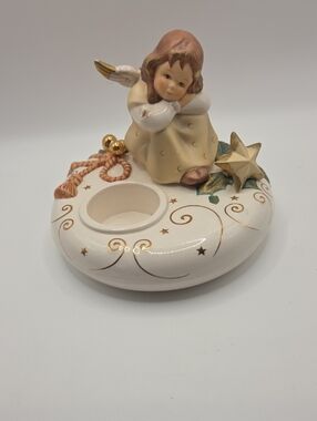 Goebel White Porcelain Angel Tea Light Holder  Christmas Vintage